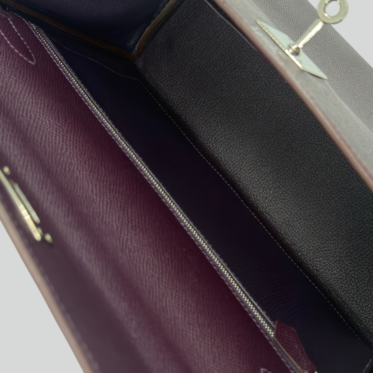 Hermès Kelly 32 Raisin Epsom Palladium Hardware | Randolph Goods