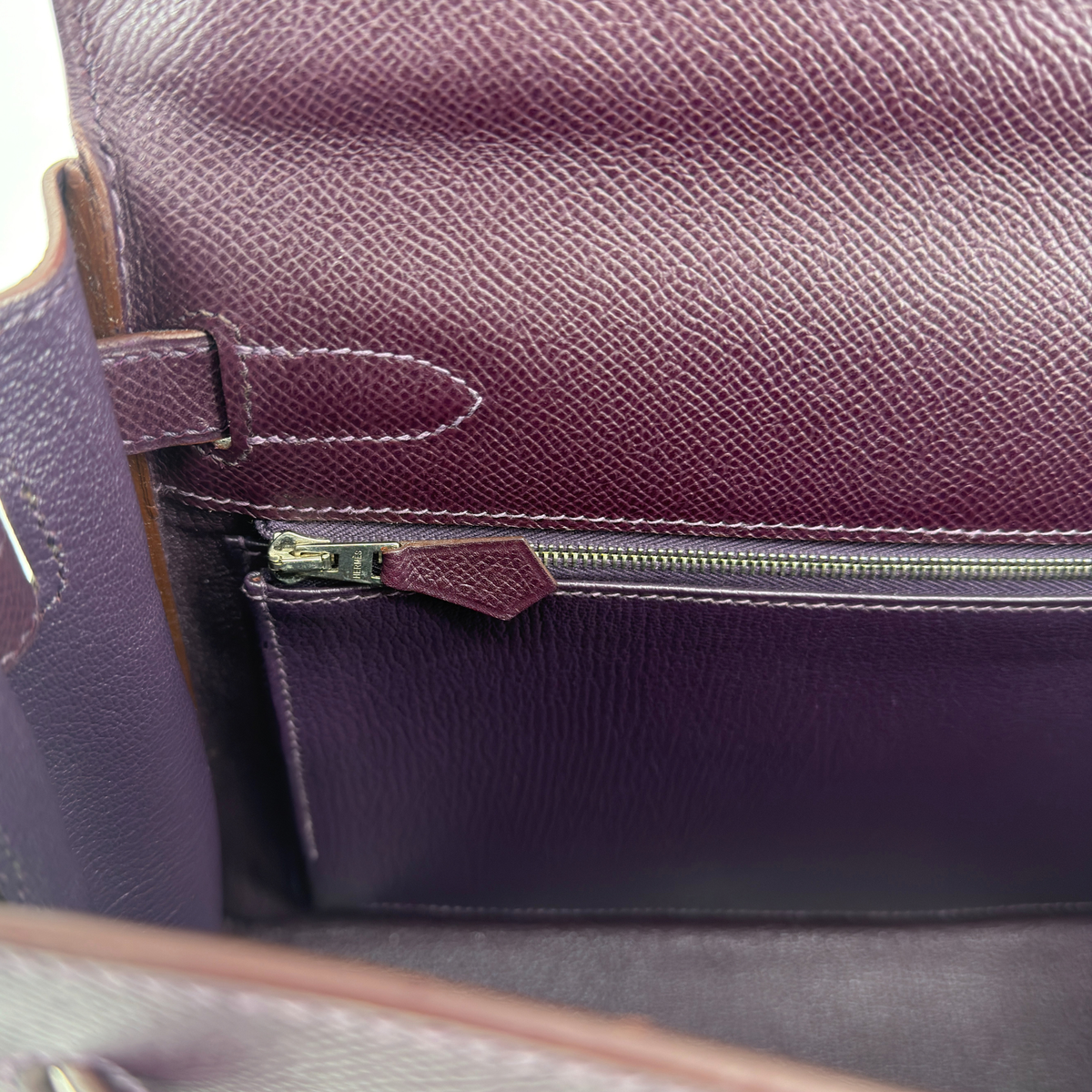 Hermès Kelly 32 Raisin Epsom Palladium Hardware | Randolph Goods