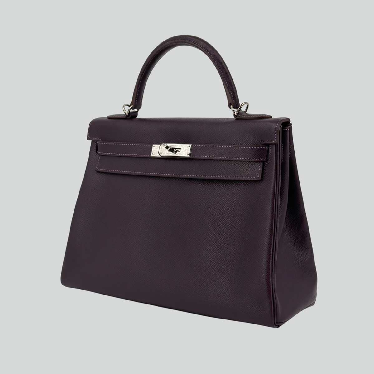 Hermès Kelly 32 Raisin Epsom Palladium Hardware | Randolph Goods