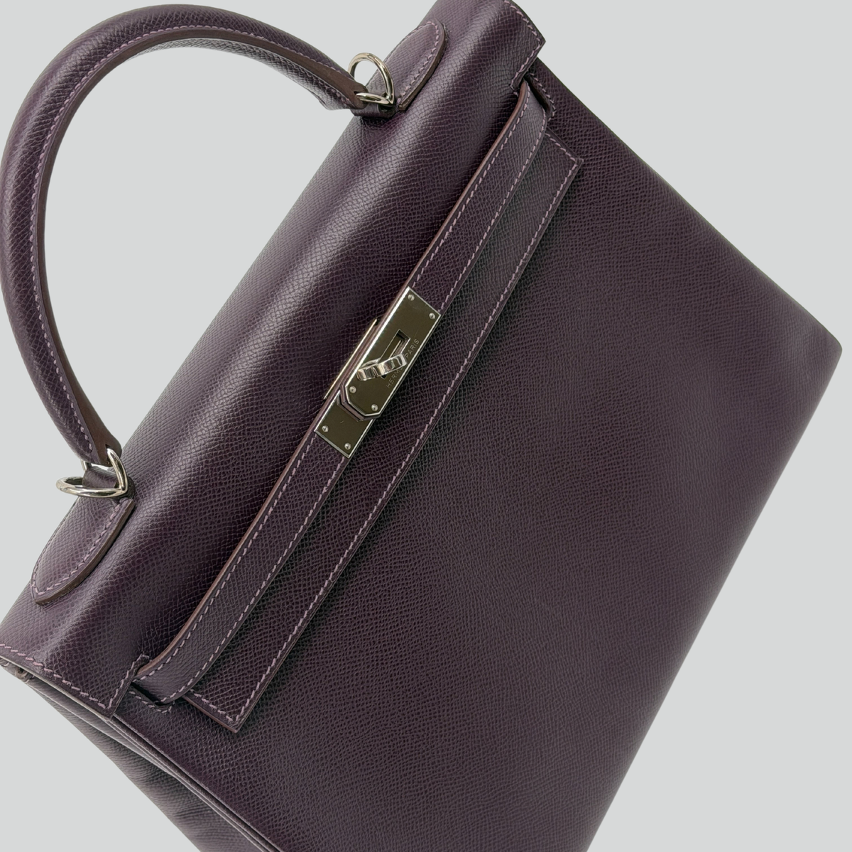 Hermès Kelly 32 Raisin Epsom Palladium Hardware | Randolph Goods