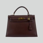Hermès Kelly 32 Sellier Marron Foncé Courchevel Gold Hardware | Randolph Goods