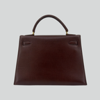Hermès Kelly 32 Sellier Marron Foncé Courchevel Gold Hardware | Randolph Goods