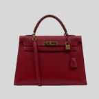 Hermès Kelly 32 Sellier Rouge Vif Courchevel Gold Hardware | Randolph Goods