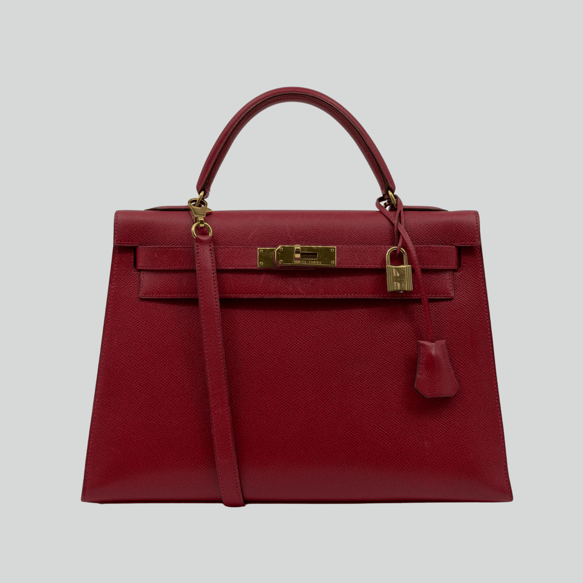Hermès Kelly 32 Sellier Rouge Vif Courchevel Gold Hardware | Randolph Goods
