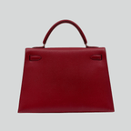 Hermès Kelly 32 Sellier Rouge Vif Courchevel Gold Hardware | Randolph Goods