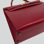 Hermès Kelly 32 Sellier Rouge Vif Courchevel Gold Hardware | Randolph Goods