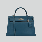 Hermès Kelly 35 Bleu Jean Clemence Palladium Hardware | Randolph Goods