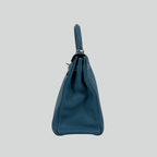 Hermès Kelly 35 Bleu Jean Clemence Palladium Hardware | Randolph Goods