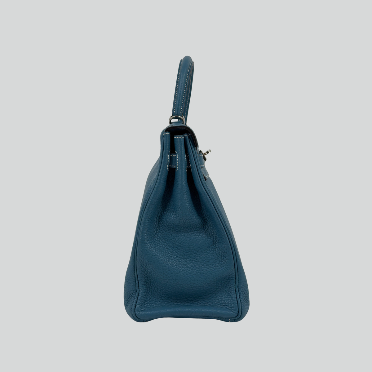 Hermès Kelly 35 Bleu Jean Clemence Palladium Hardware | Randolph Goods