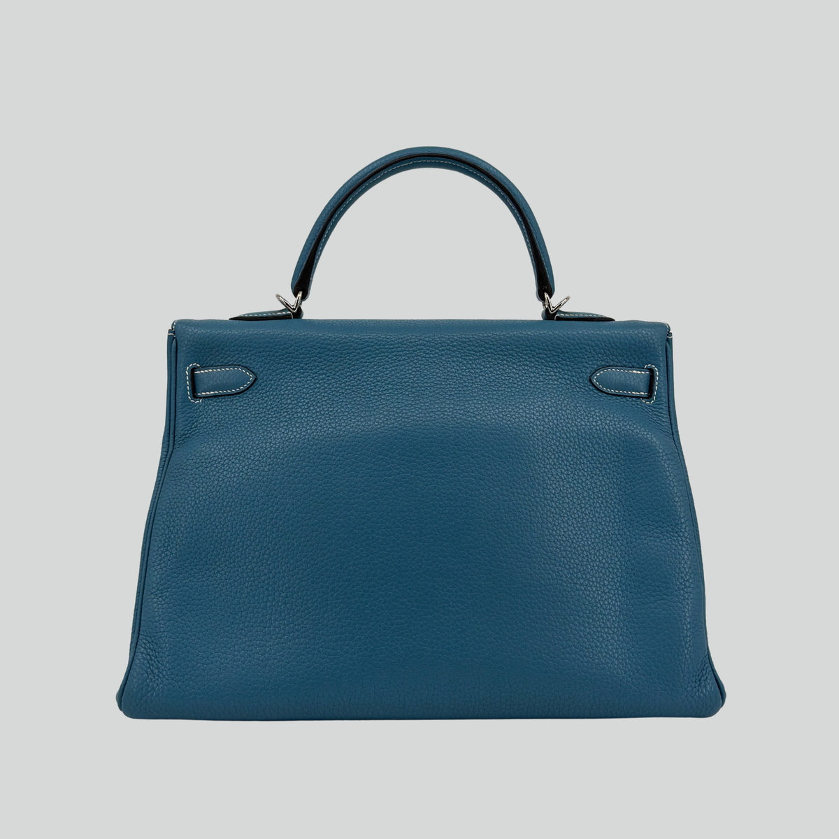 Hermès Kelly 35 Bleu Jean Clemence Palladium Hardware | Randolph Goods