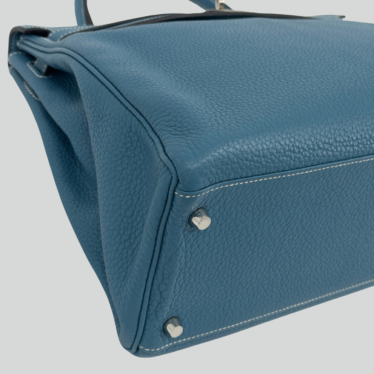 Hermès Kelly 35 Bleu Jean Clemence Palladium Hardware | Randolph Goods