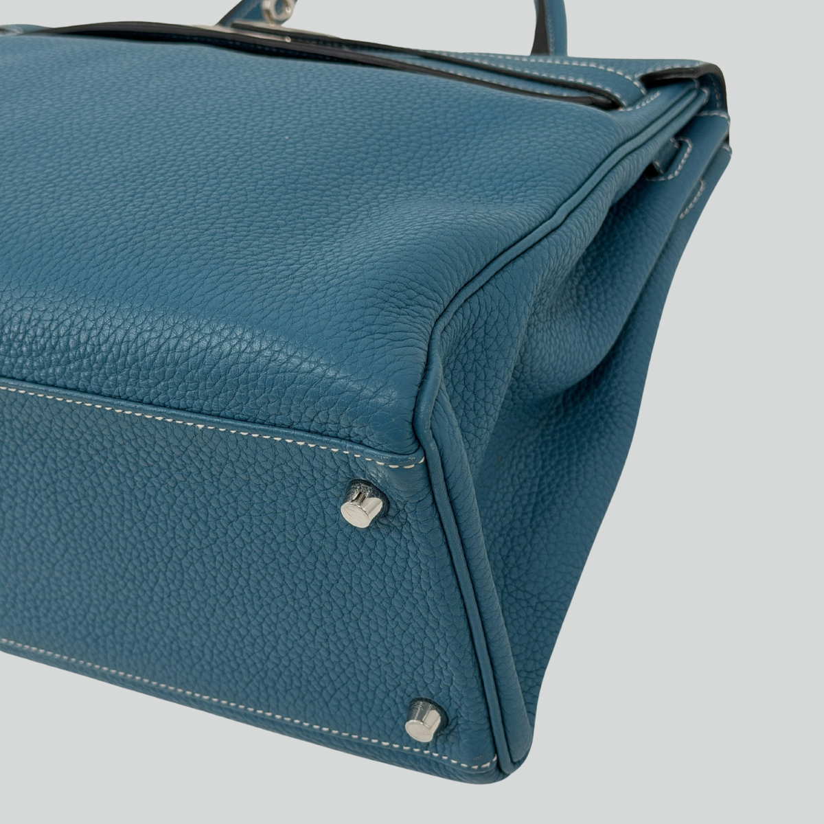 Hermès Kelly 35 Bleu Jean Clemence Palladium Hardware | Randolph Goods