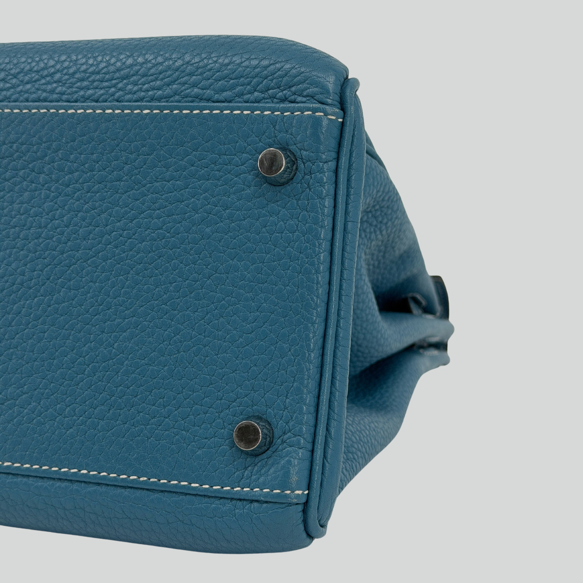 Hermès Kelly 35 Bleu Jean Clemence Palladium Hardware | Randolph Goods