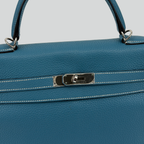 Hermès Kelly 35 Bleu Jean Clemence Palladium Hardware | Randolph Goods
