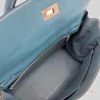 Hermès Kelly 35 Bleu Jean Clemence Palladium Hardware | Randolph Goods