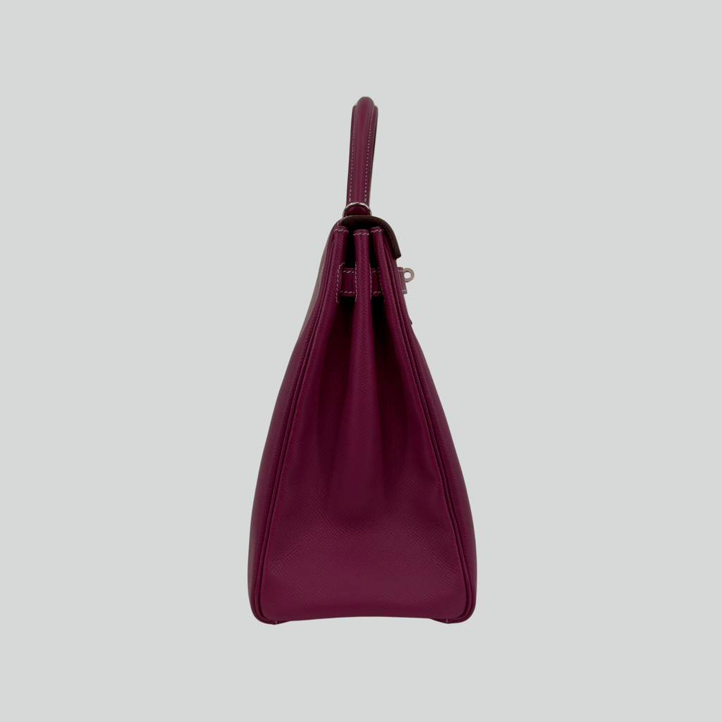 Hermès Kelly 35 Candy Collection Verso Tosca/Rose Tyrien interior Epsom Palladium Hardware | Randolph Goods