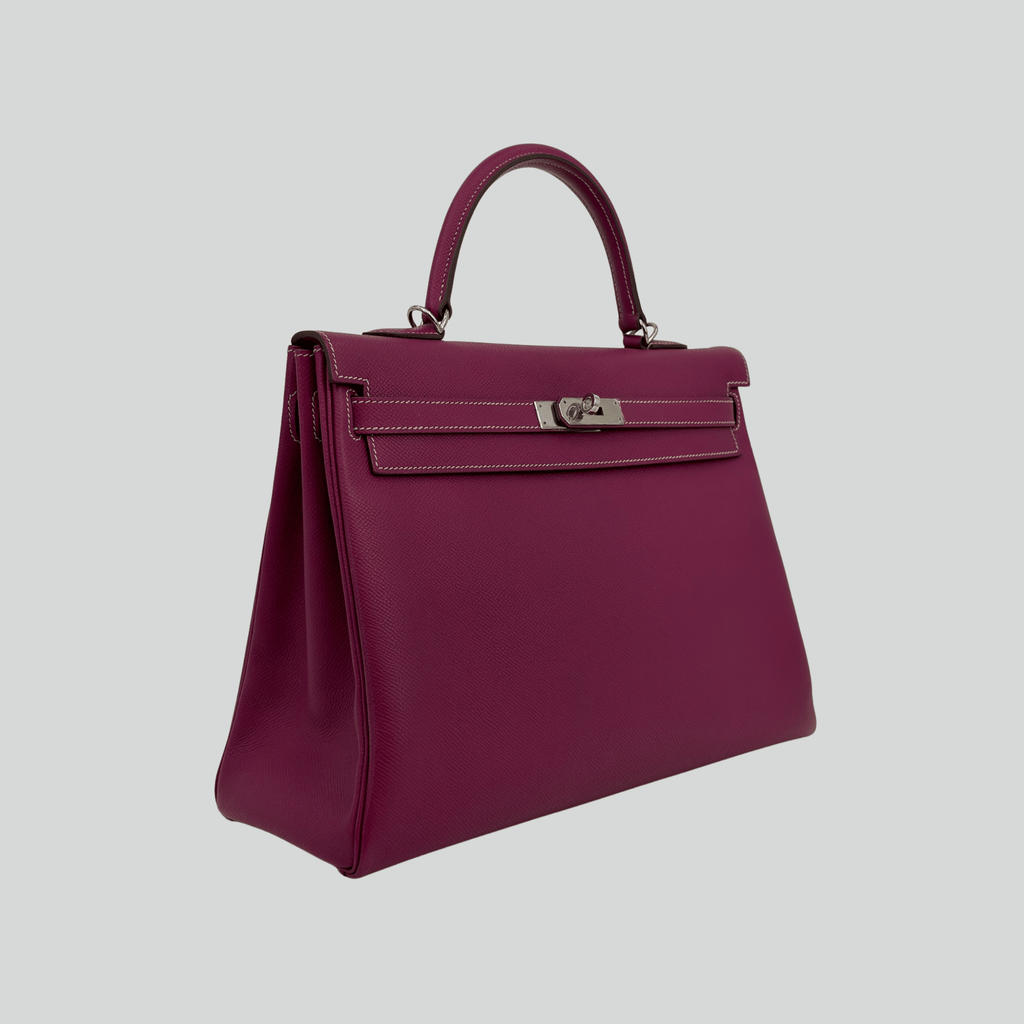 Hermès Kelly 35 Candy Collection Verso Tosca/Rose Tyrien interior Epsom Palladium Hardware | Randolph Goods
