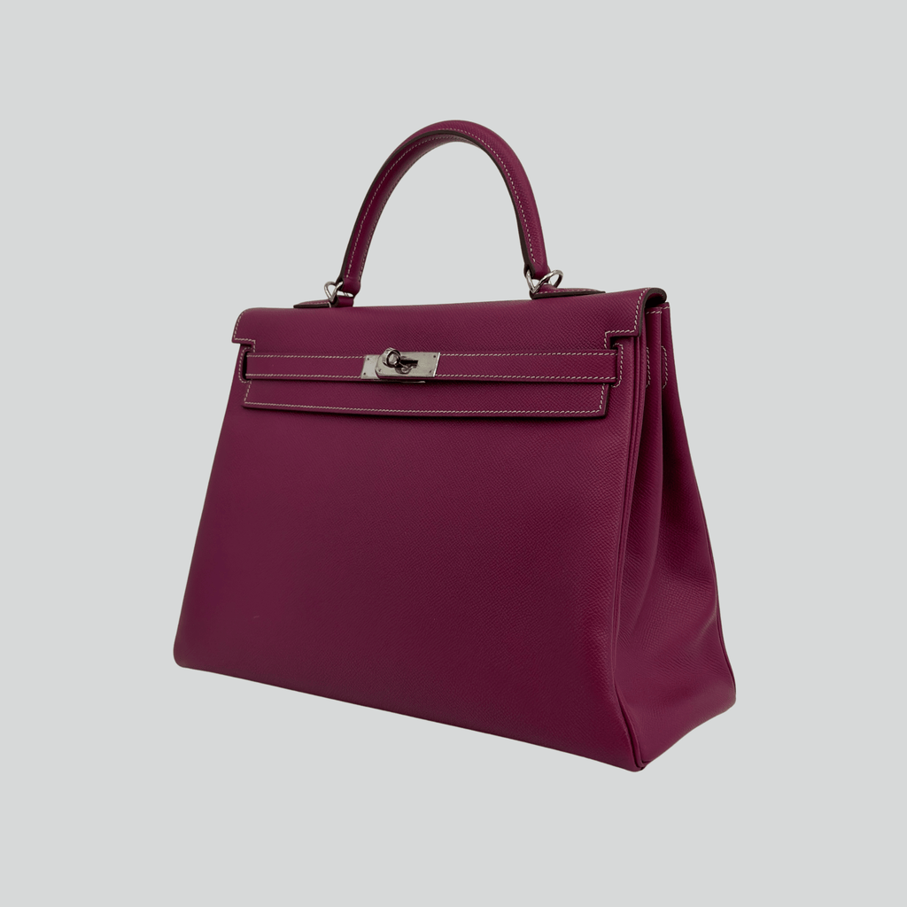 Hermès Kelly 35 Candy Collection Verso Tosca/Rose Tyrien interior Epsom Palladium Hardware | Randolph Goods