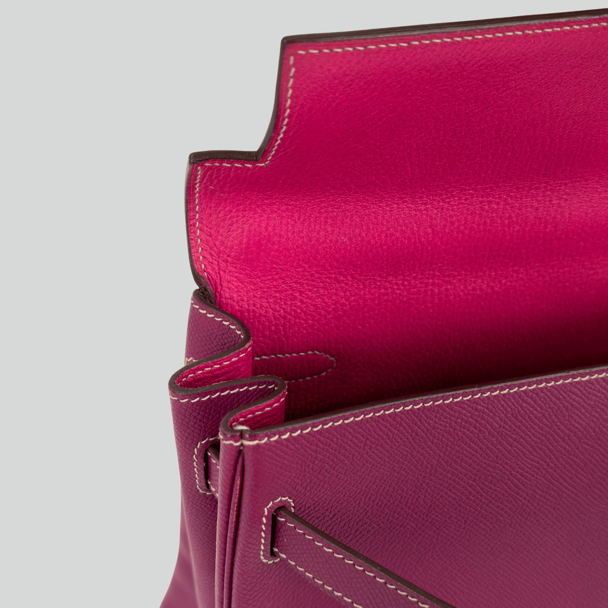 Hermès Kelly 35 Candy Collection Verso Tosca/Rose Tyrien interior Epsom Palladium Hardware | Randolph Goods