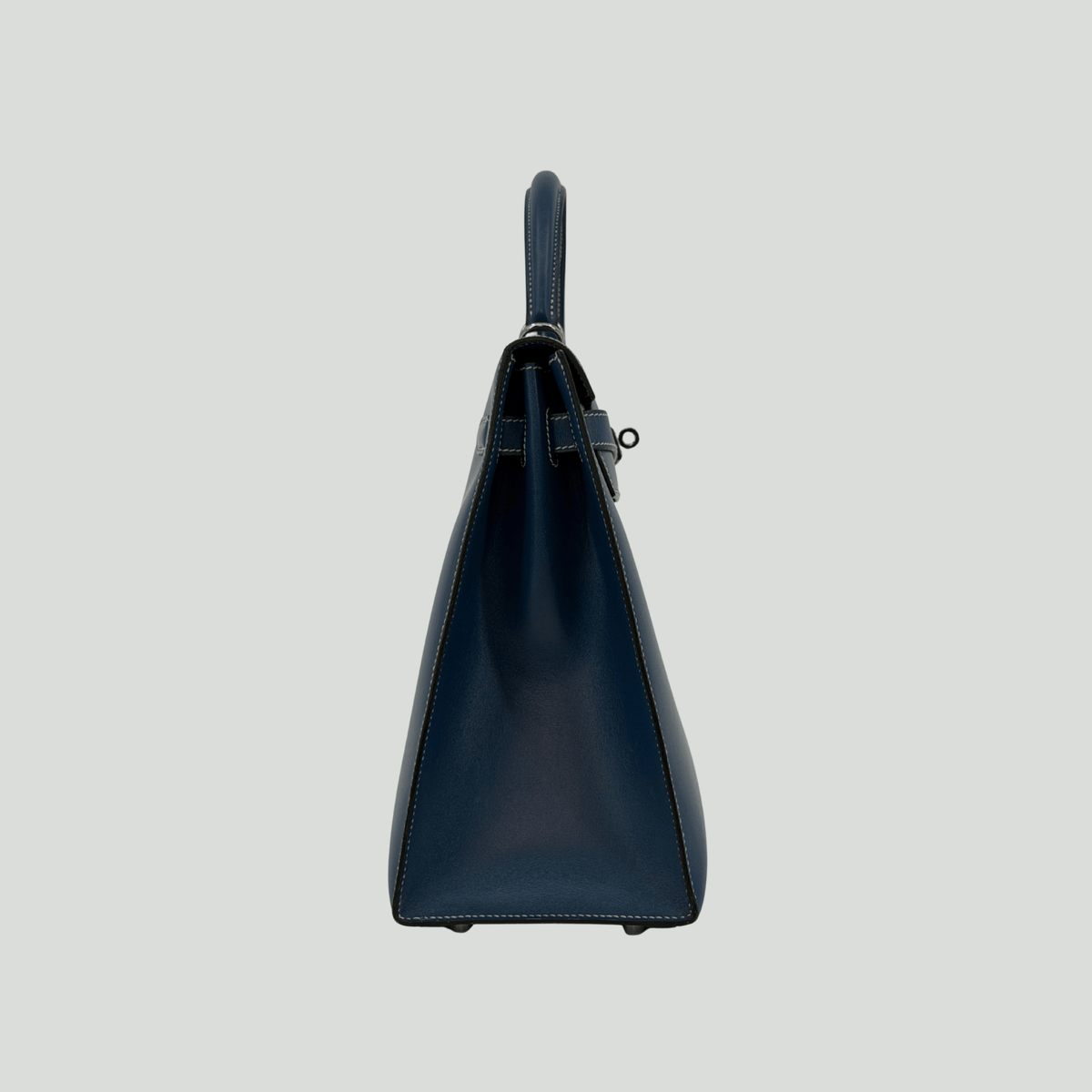 Hermès Kelly 35 Sellier Bleu de Prusse Box Palladium Hardware | Randolph Goods