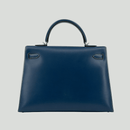 Hermès Kelly 35 Sellier Bleu de Prusse Box Palladium Hardware | Randolph Goods