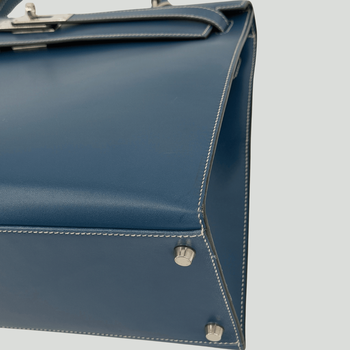 Hermès Kelly 35 Sellier Bleu de Prusse Box Palladium Hardware | Randolph Goods