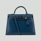 Hermès Kelly 35 Sellier Bleu de Prusse Box Palladium Hardware | Randolph Goods