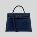 Hermès Kelly 35 Sellier Bleu de Prusse Epsom Palladium Hardware
