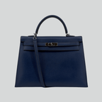 Hermès Kelly 35 Sellier Bleu de Prusse Epsom Palladium Hardware