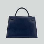 Hermès Kelly 35 Sellier Bleu de Prusse Epsom Palladium Hardware