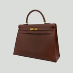 Hermès Kelly 35 Sellier Chocolat Ardennes Gold Hardware | Randolph Good