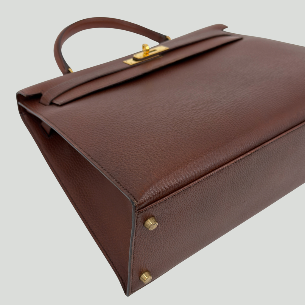 Hermès Kelly 35 Sellier Chocolat Ardennes Gold Hardware | Randolph Good