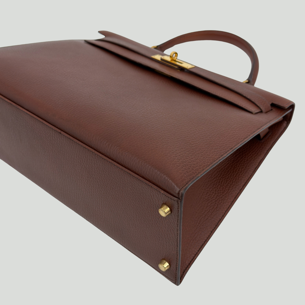 Hermès Kelly 35 Sellier Chocolat Ardennes Gold Hardware | Randolph Good