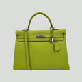 Hermès Kelly 35 Verso Candy Collection Kiwi/Vert Olive Epsom Palladium Hardware