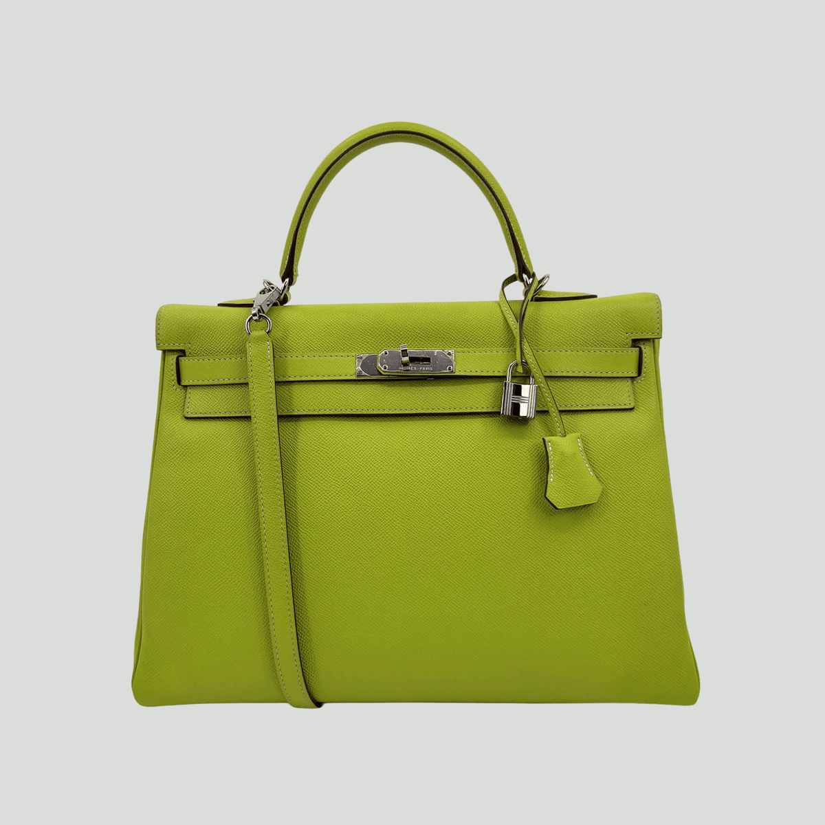Hermès Kelly 35 Verso Candy Collection Kiwi/Vert Olive Epsom Palladium Hardware