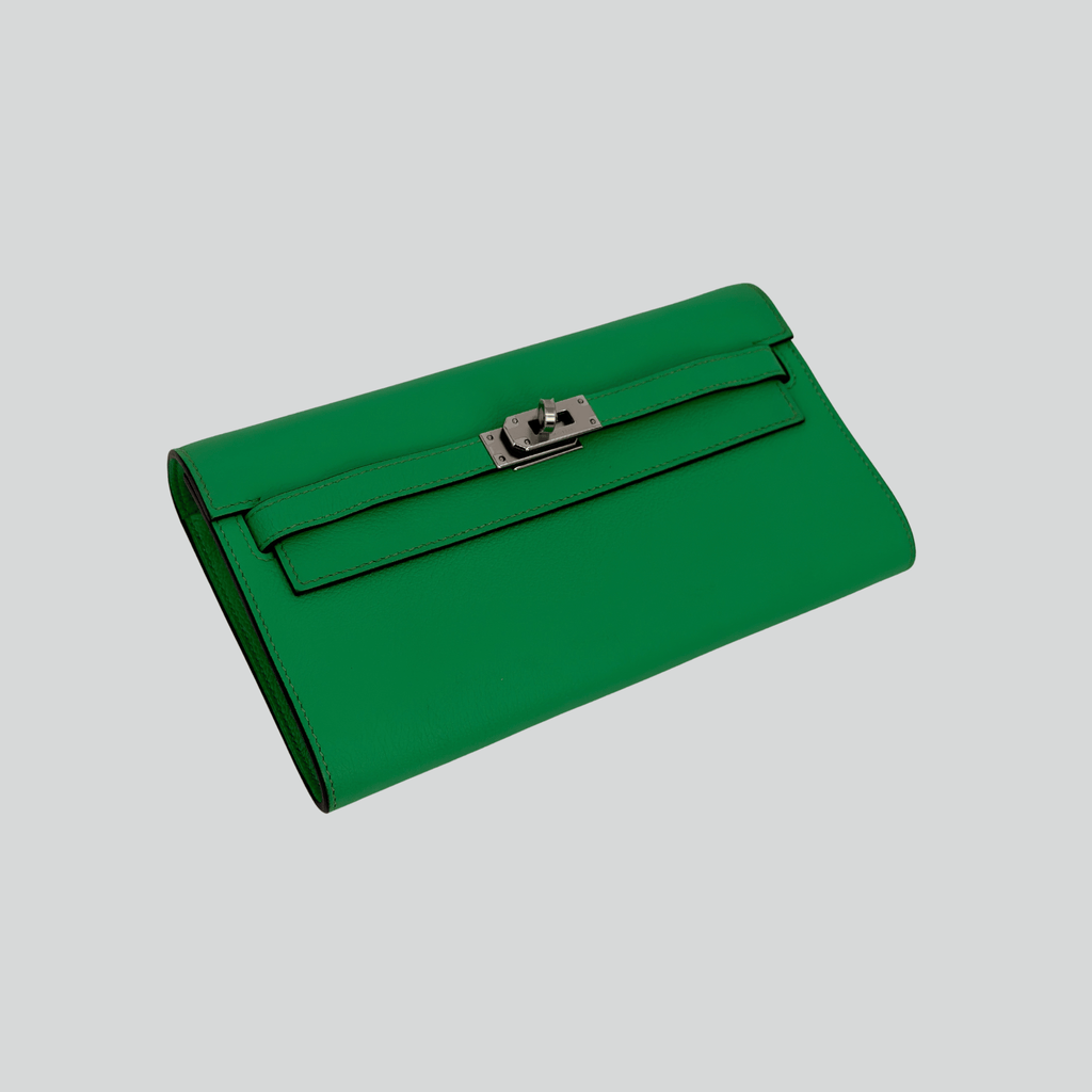 Hermès Kelly To Go Vert Comics Chèvre Palladium Hardware | Randolph Goods