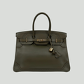 Hermès Limited Edition Birkin 35 “Ghillies” Vert Olive Tadelakt Permabrass Hardware