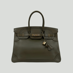 Hermès Limited Edition Birkin 35 “Ghillies” Vert Olive Tadelakt Permabrass Hardware