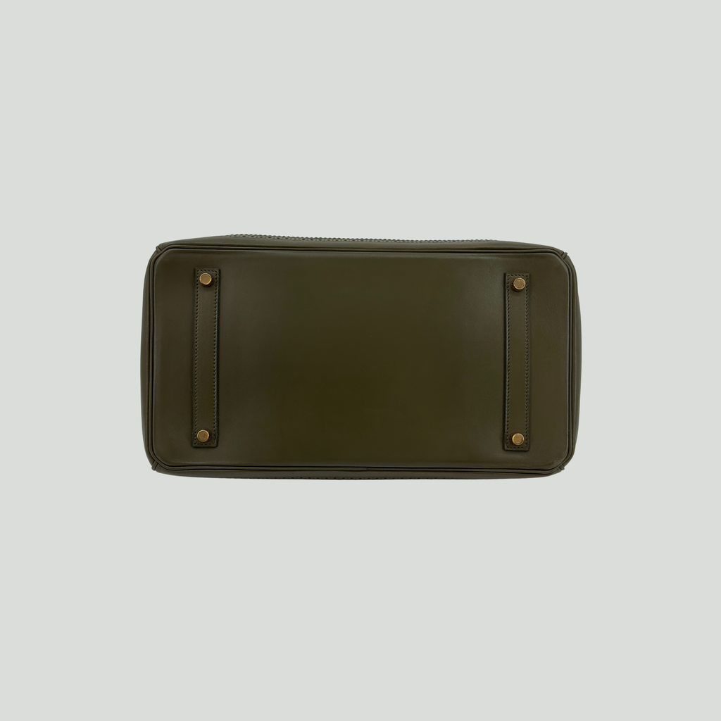 Hermès Limited Edition Birkin 35 “Ghillies” Vert Olive Tadelakt Permabrass Hardware