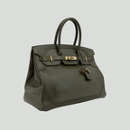 Hermès Limited Edition Birkin 35 “Ghillies” Vert Olive Tadelakt Permabrass Hardware