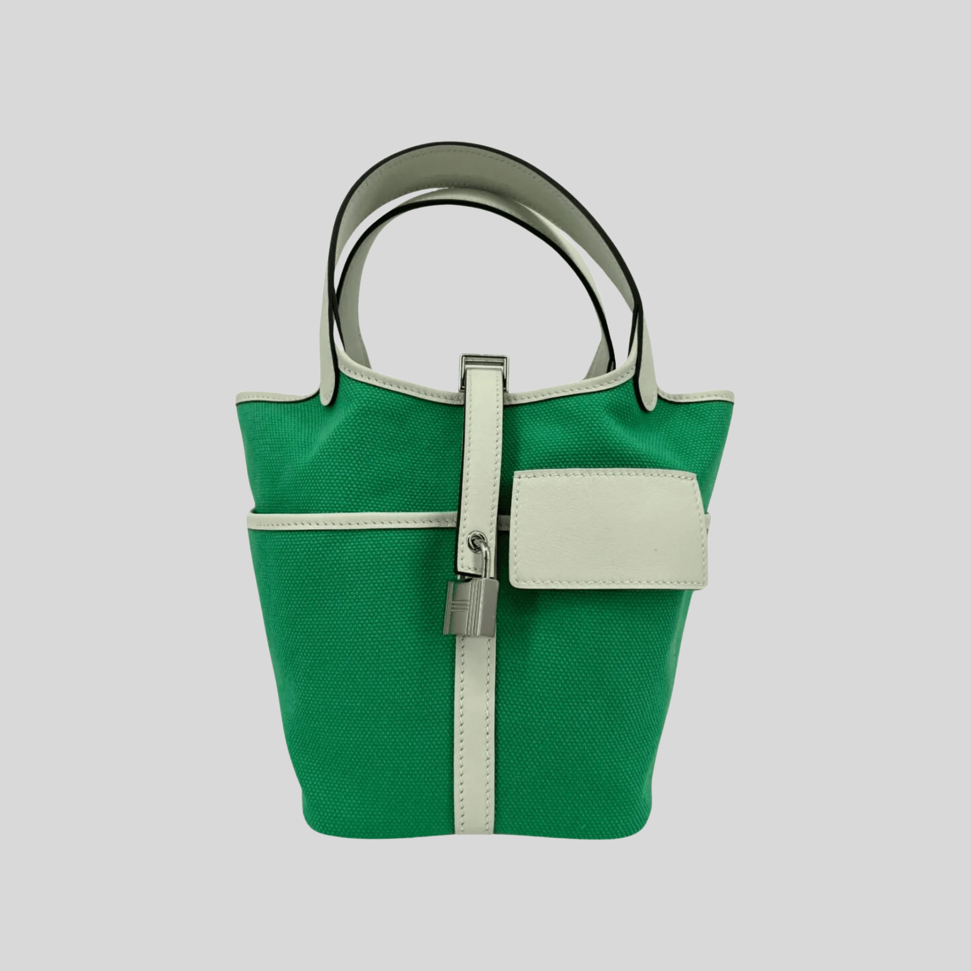 Hermès Picotin Cargo Lock 18 Vert Comics Toile and Vert Fizz Swift Leather Palladium Hardware