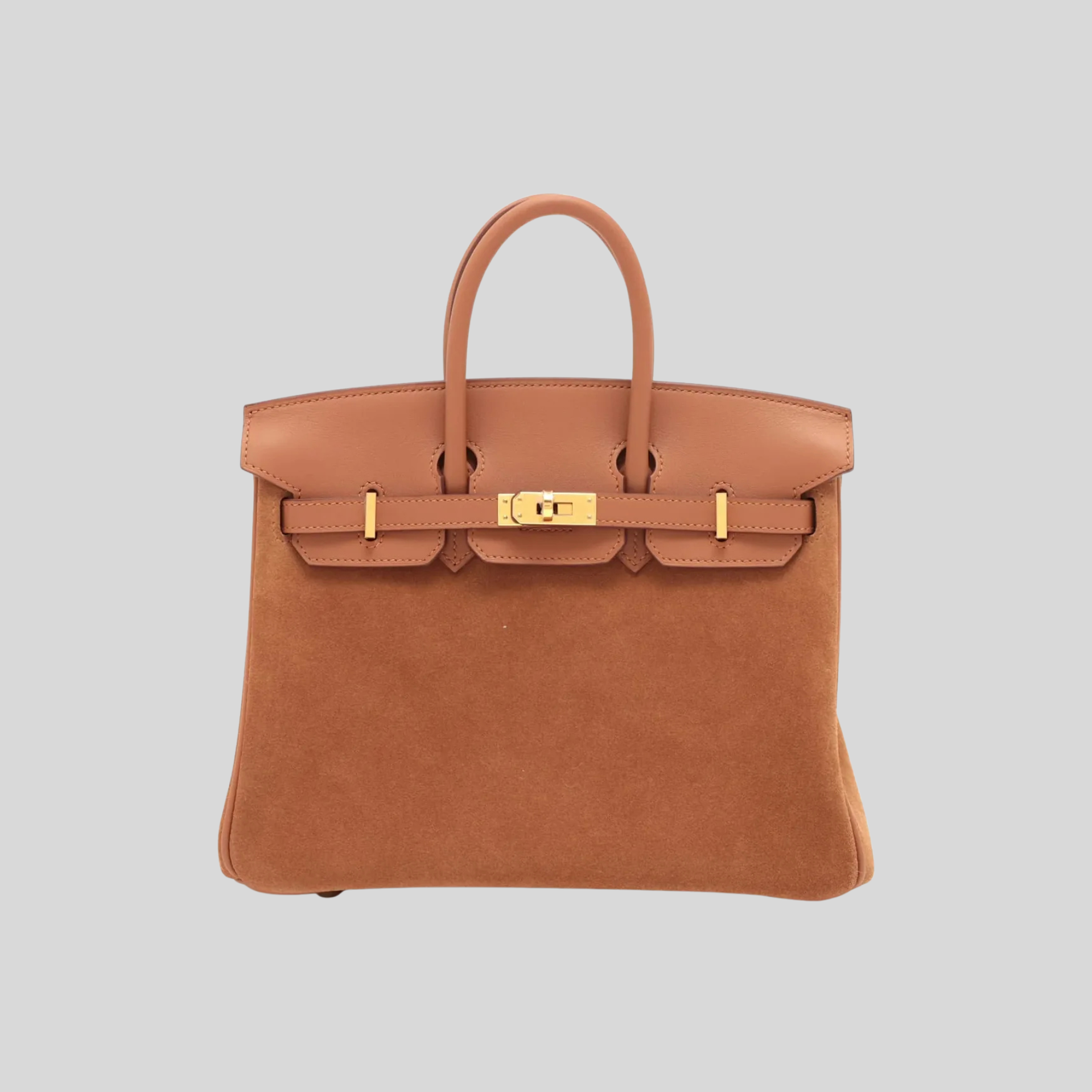 Hermès Birkin 25 Gold Grizzly Suede and Swift Leather Gold Hardware
