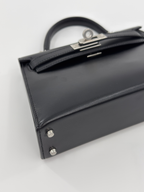 Hermès Mini Kelly Noir (Black) Box Leather Palladium Hardware