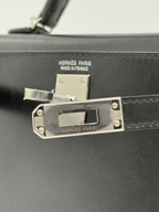 Hermès Mini Kelly Noir (Black) Box Leather Palladium Hardware