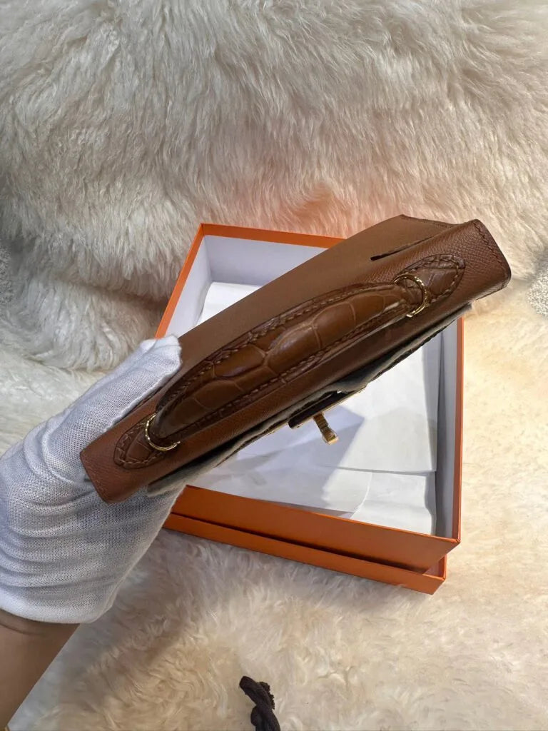 Hermès Mini Kelly Touch Gold Madame & Matte Alligator Gold Hardware