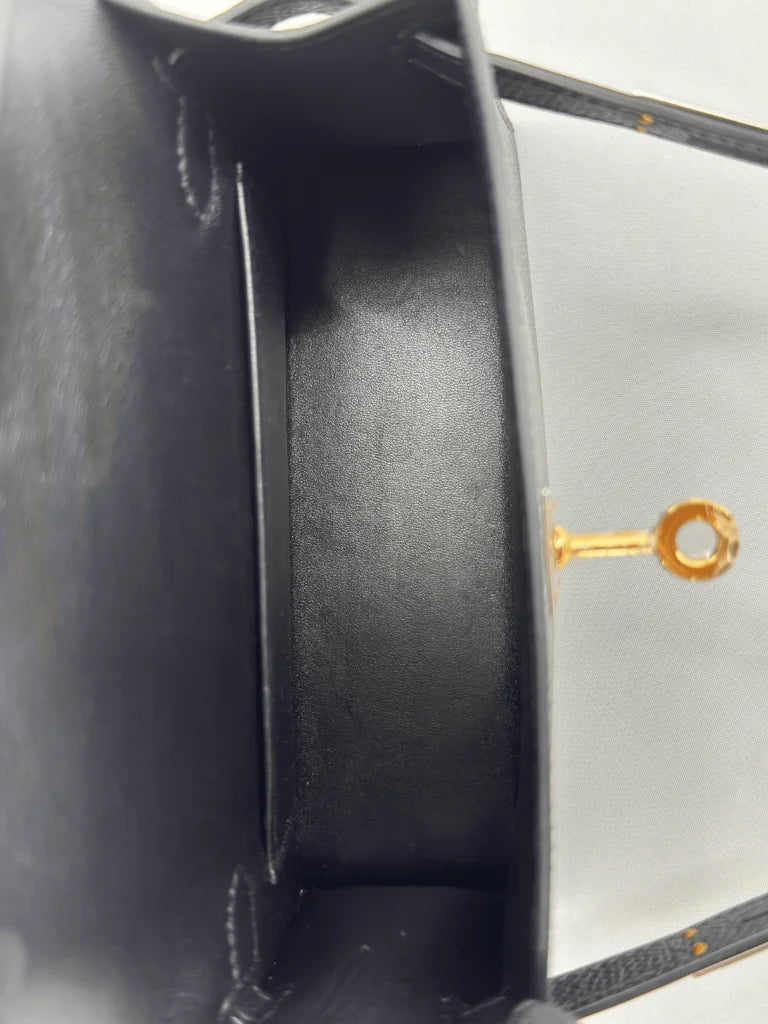 Hermès Mini Kelly Black Epsom Electrum Hardware