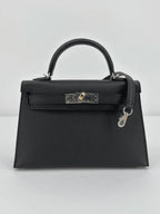 Hermès Mini Kelly Black Epsom Electrum Hardware