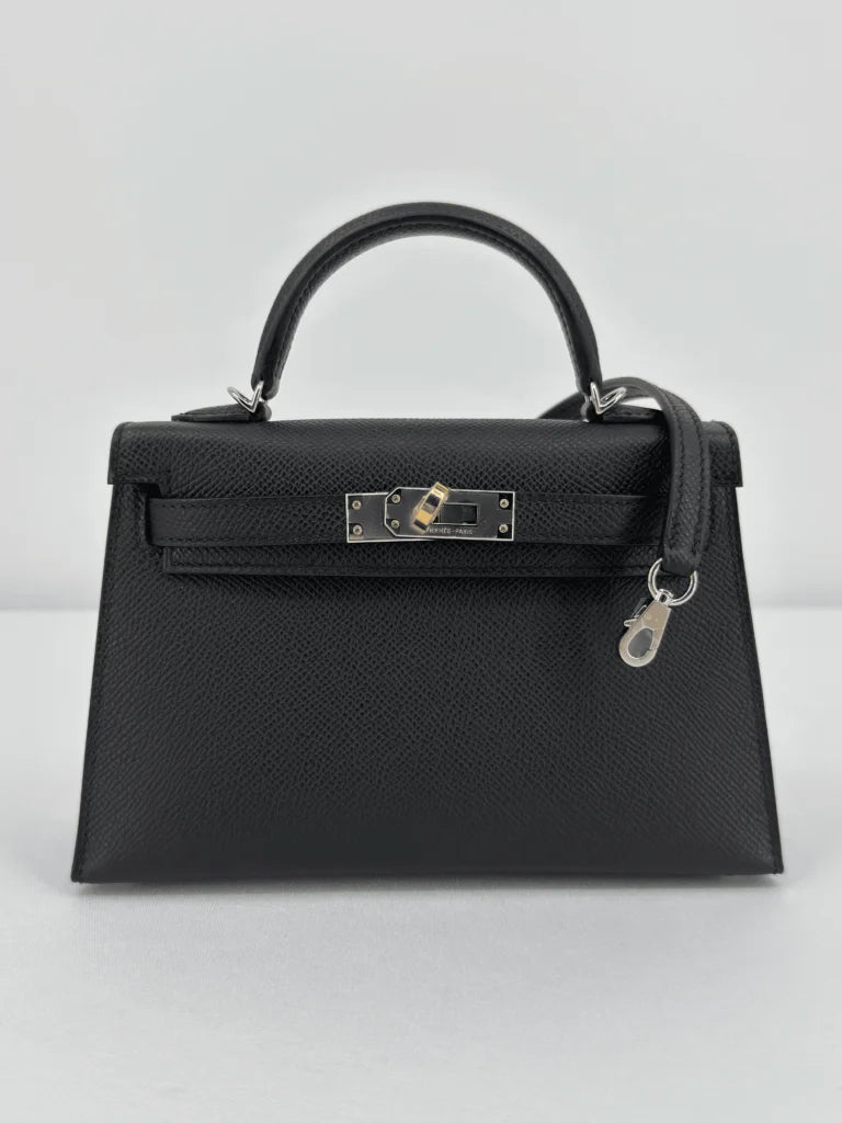 Hermès Mini Kelly Black Epsom Electrum Hardware