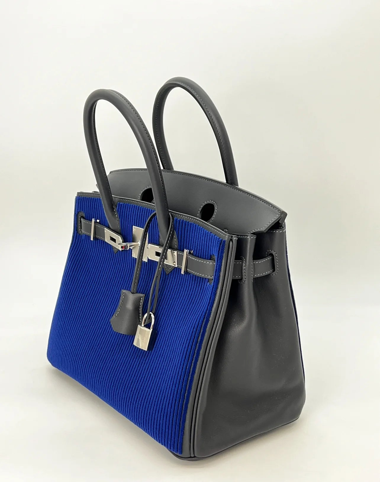 Hermès Birkin 30 Limited Edition Bleu Saphir Tuffetage Caban Swift Palladium Hardware