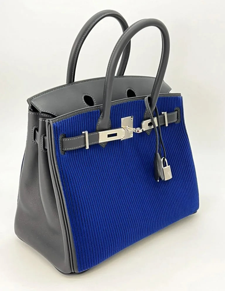 Hermès Birkin 30 Limited Edition Bleu Saphir Tuffetage Caban Swift Palladium Hardware